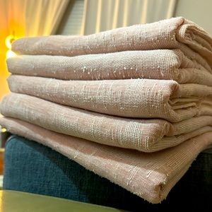 Project 62, set of 5 blush Richter clipped sheer panels 54”W x 95”L, rod pocket